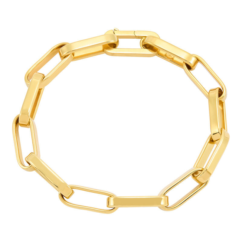 14KY 7.10MM Hollow Rectangular Link Bracelet Size 8