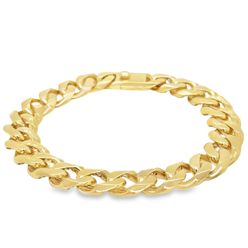 14KY 11.2MM Hollow Cuban Chain Bracelet Size 8.25