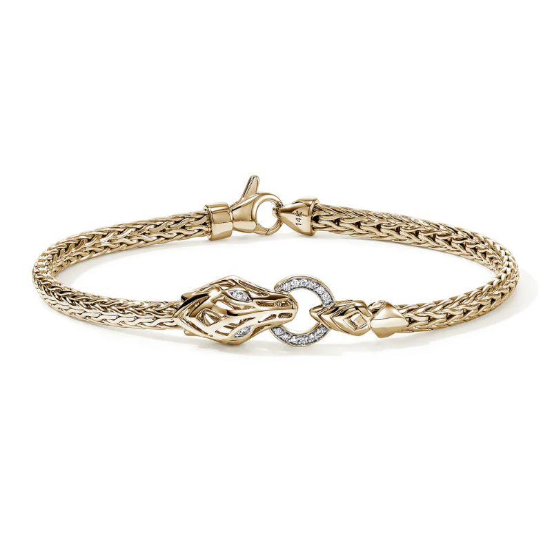 14KY Naga Dia .07ctw Slim Chain Bracelet w/ Lobster Clasp - Medium