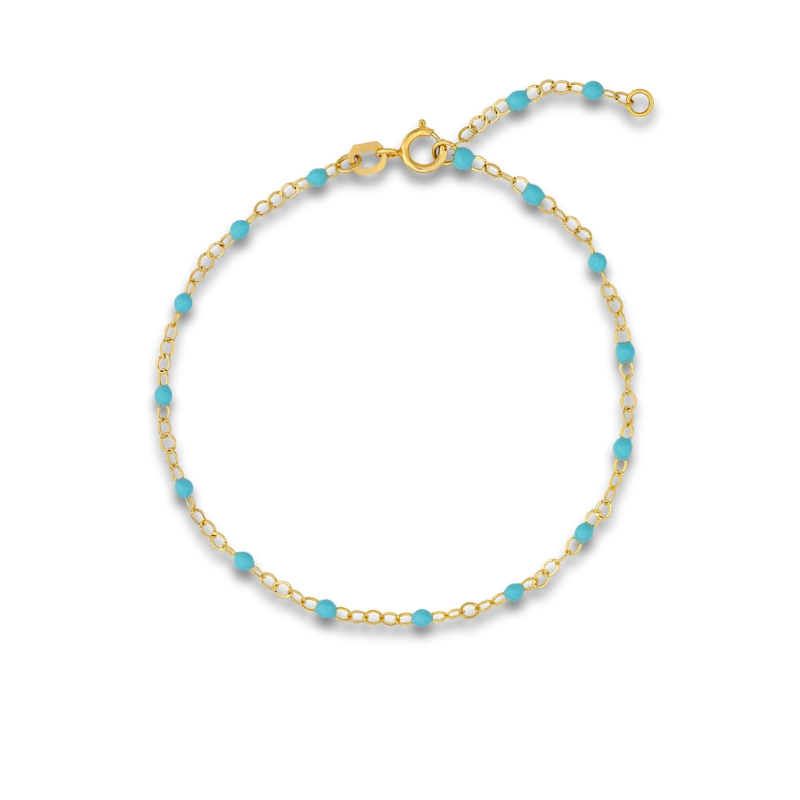 Turquoise Enamel Bead Chain Bracelet