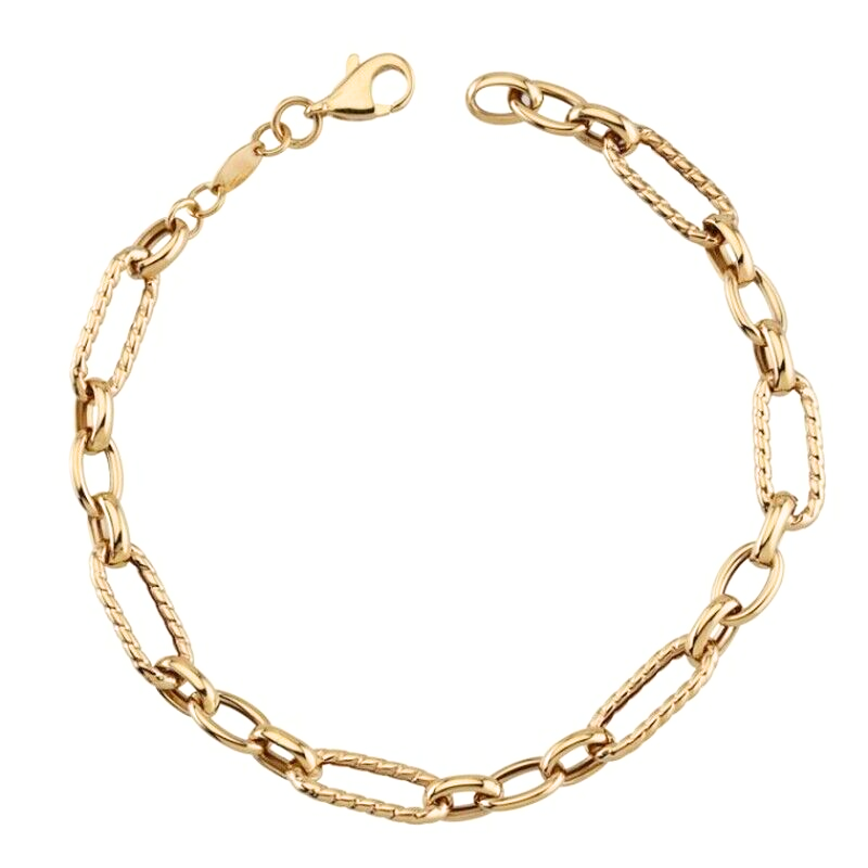 14KY alternating graduated oval link bracelet size 7.5