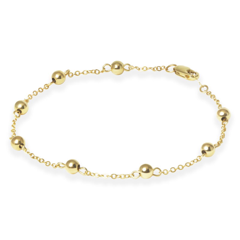 14KY 4MM bead and cable bracelet size 7.5