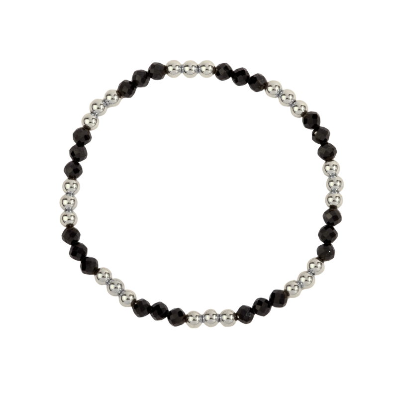 Black Spinel & Sterling Silver Filled Shine Bright Remix Bead Bracelet