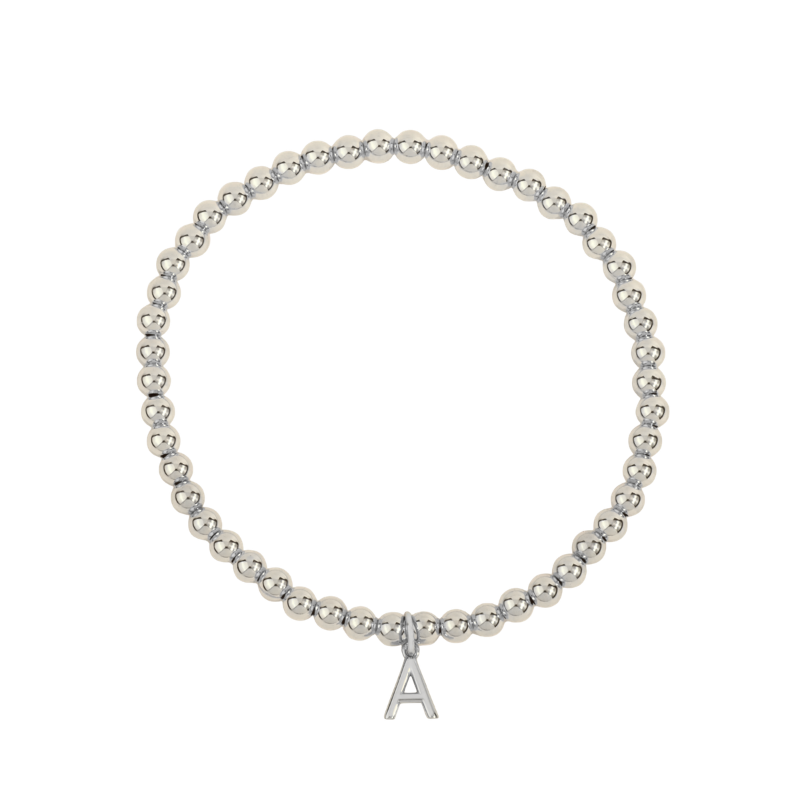 Sterling Silver Filled Initial A Shine Bright Bead Bracelet