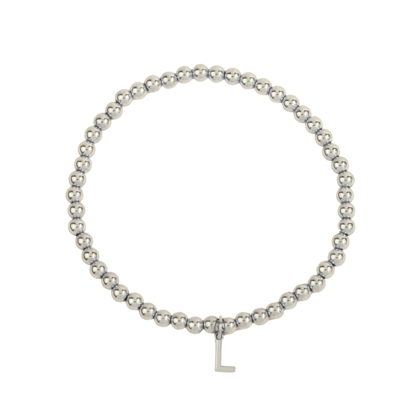 Sterling Silver Initial L Shine Bright Bead Bracelet