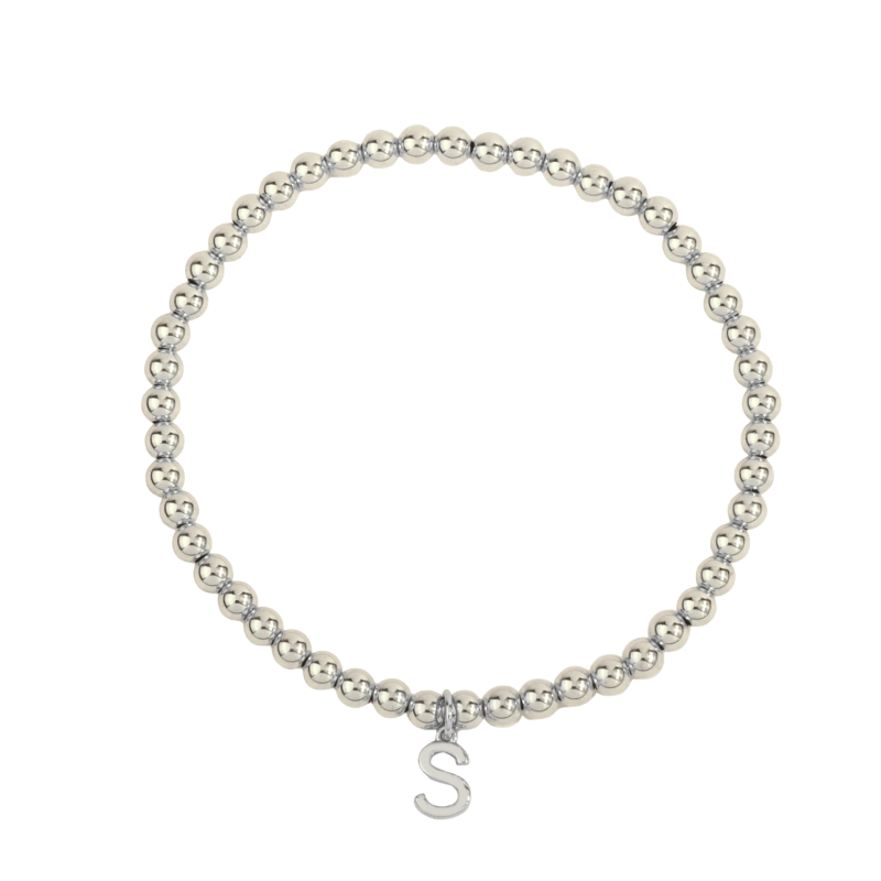 Sterling Silver Initial S Shine Bright Bead Bracelet