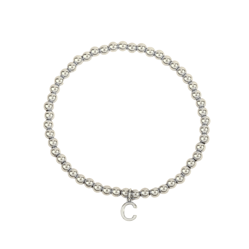 Sterling Silver Filled Initial C Shine Bright Bead Bracelet