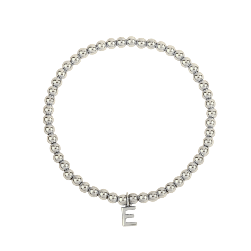 Sterling Silver Initial E Shine Bright Bead Bracelet