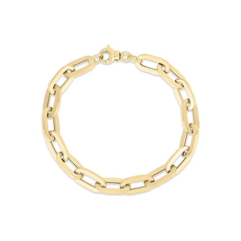 Roberto Coin Designer Gold Heavy Gauge Paperclip Link Chain Bracelet