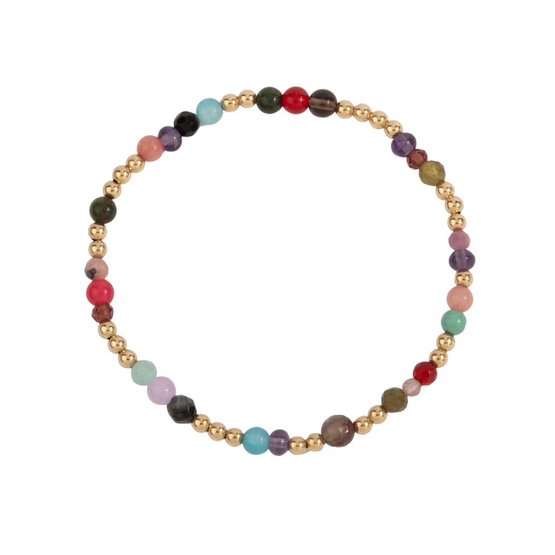 Mixed Gemstone & 14Kt Yellow Gold Journey Bead Bracelet