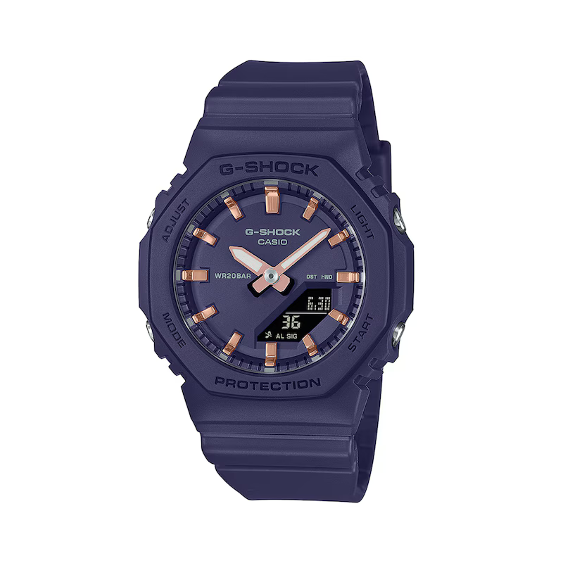 2100 Series Analog-Digital - Navy Blue w/Rose Accents  / Water Resistant 200 Meters / LED Light / Calendar
