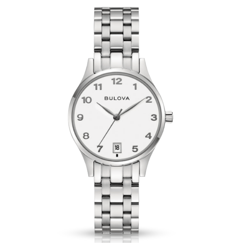 Stainless Steel Watch and Bracelet w/ White Dial - 30MM