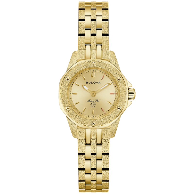Marine Star - Gold stainless steel with a champagne dial and gold-tone accents; stainless steel bracelet