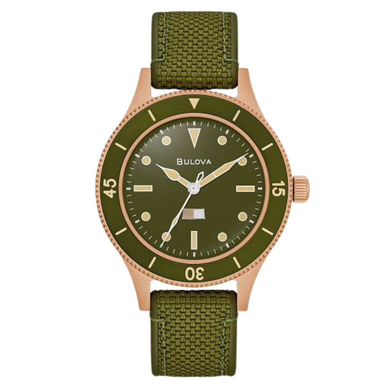 NEW MIL-SHIPS Olive Dial & Bronze Case w/ Nylon Olive Strap