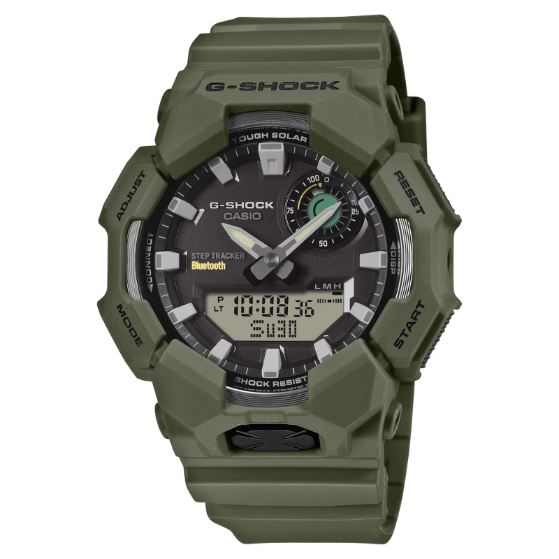 GAB010-3A, Green w/ Black Dial, Analog-Digital, Step Tracker, Bluetooth