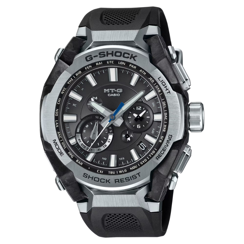 MTGB40001A - Black Dial w/ Silver Bezel and Strap Paired w/ Bluetooth