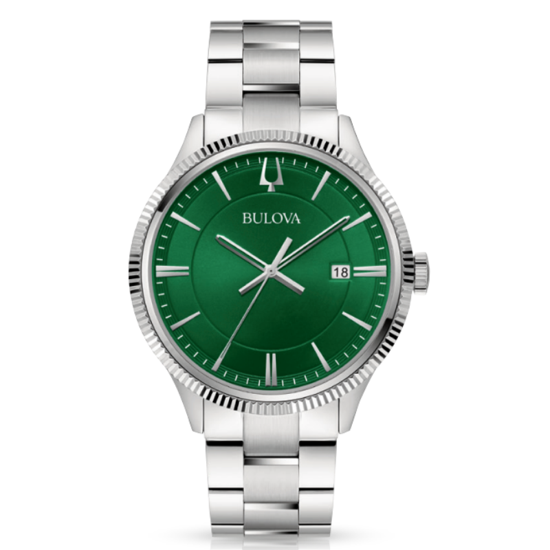 Stainless Steel Watch and Bracelet w/ Green Dial - 42MM