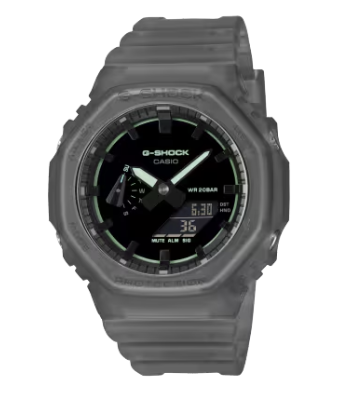 GA2100K-1A Translucent Gray Black Dial w/ Accent Neon Blue-Green Digital/Analog