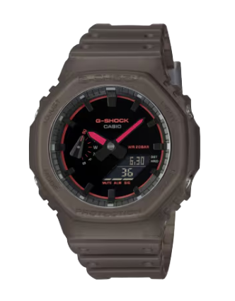 GA-2100K-5A Traunslucent Brown Black Dial w/ Accent Neon Pink Analog/Digital