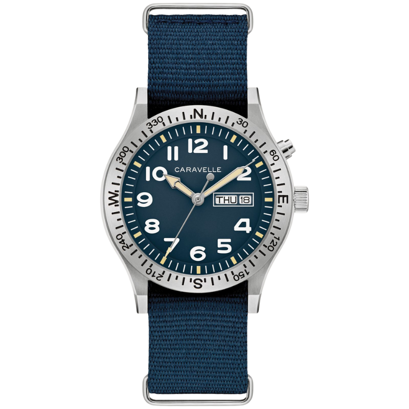 Caravelle Light Up Watch with Blue Dial and Strap