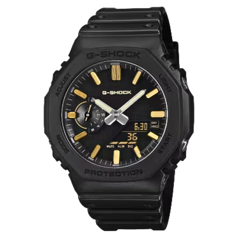 G-SHOCK - black with black dial with gold accents