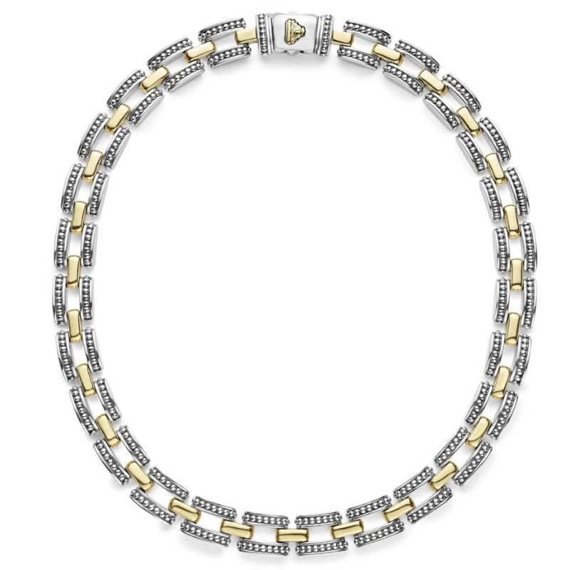 LAGOS High Bar Two-Tone Caviar Link Necklace