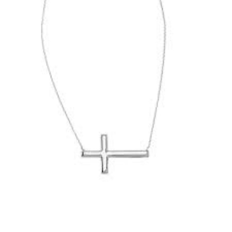 Sterling Silver Small Horizontal Cross Necklace