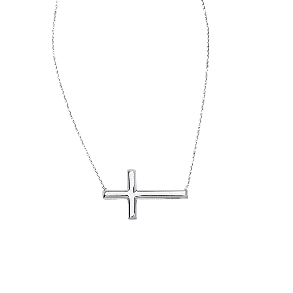 18 SS Small Horizontal Cross Necklace