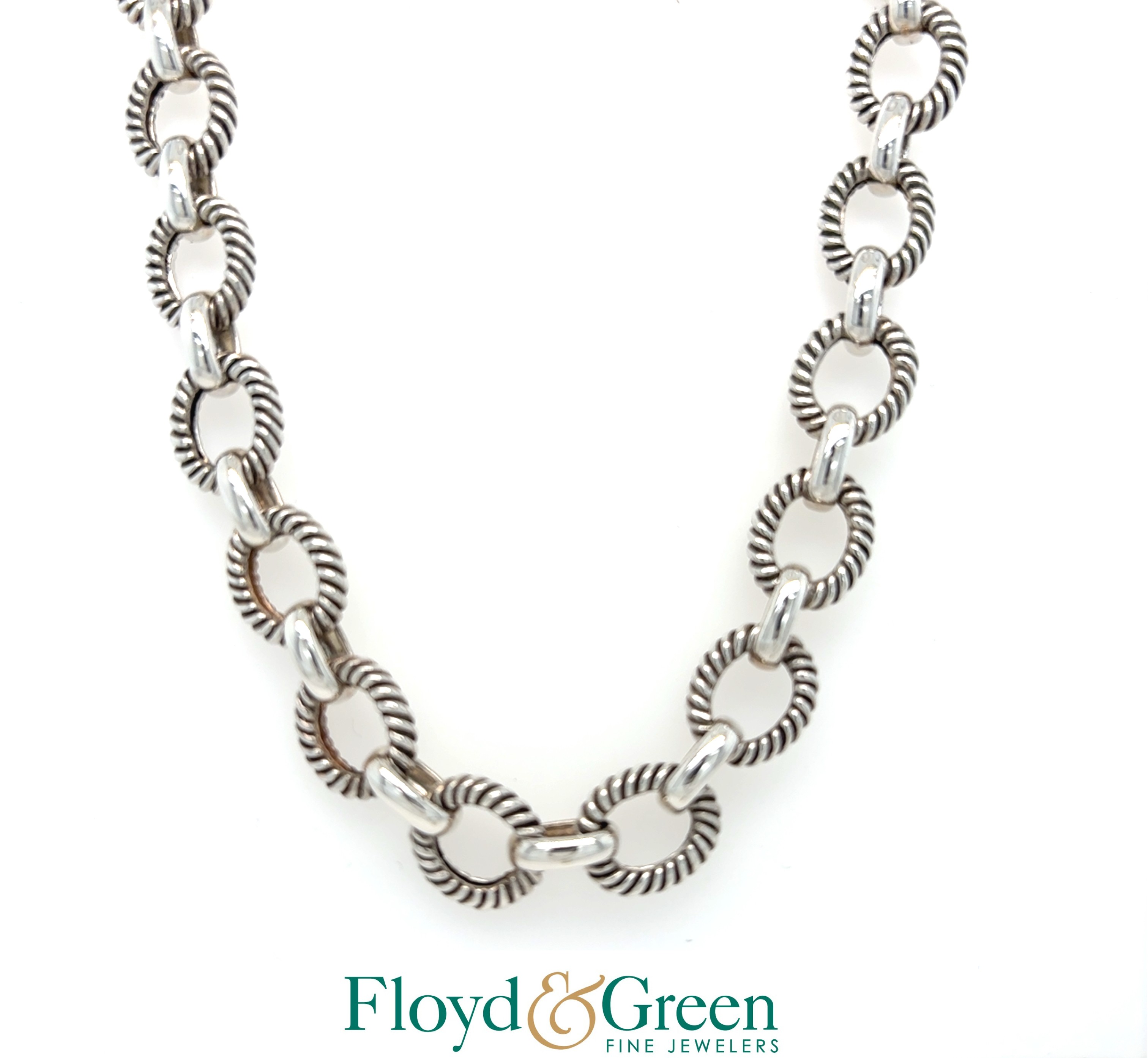 Sterling Silver Link Necklace, 18 inch, 49.7g