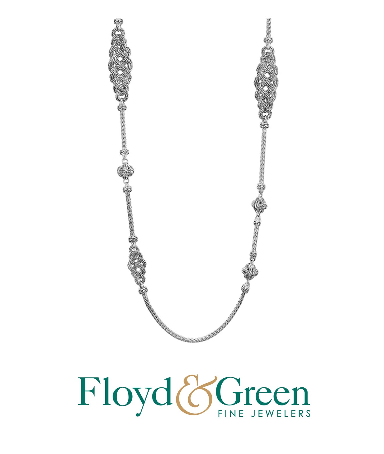 John Hardy Classic Chain Silver Short Knot Station Necklace, 36