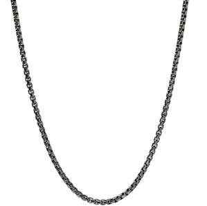 Box Chain Necklace, Dark Silver, 3.7MM- 22
