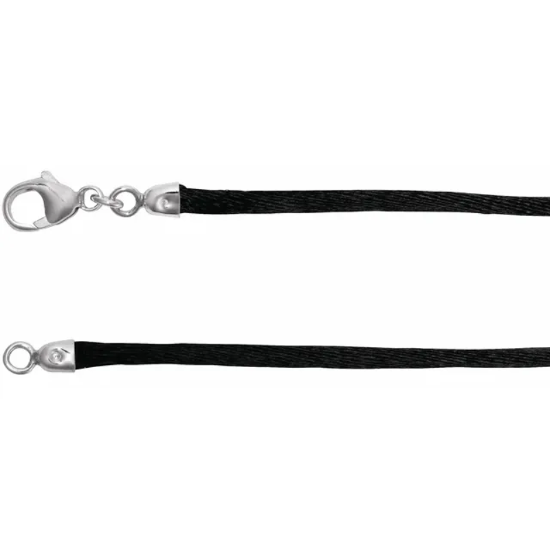 16 Black silk cord with silver plated lobster clasp