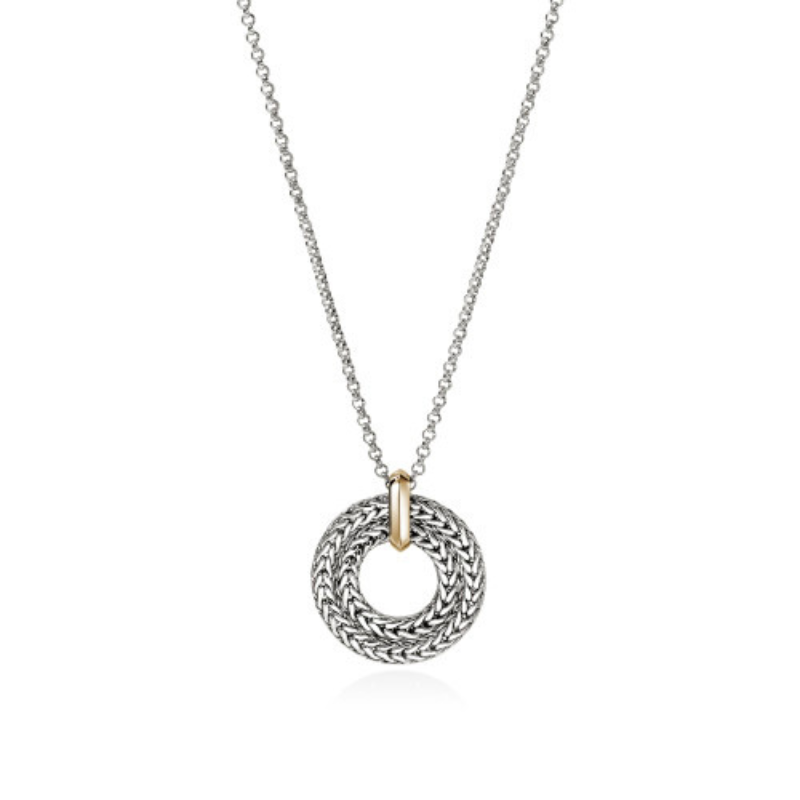 16-18 SS/14KY Icon Link Round Pendant