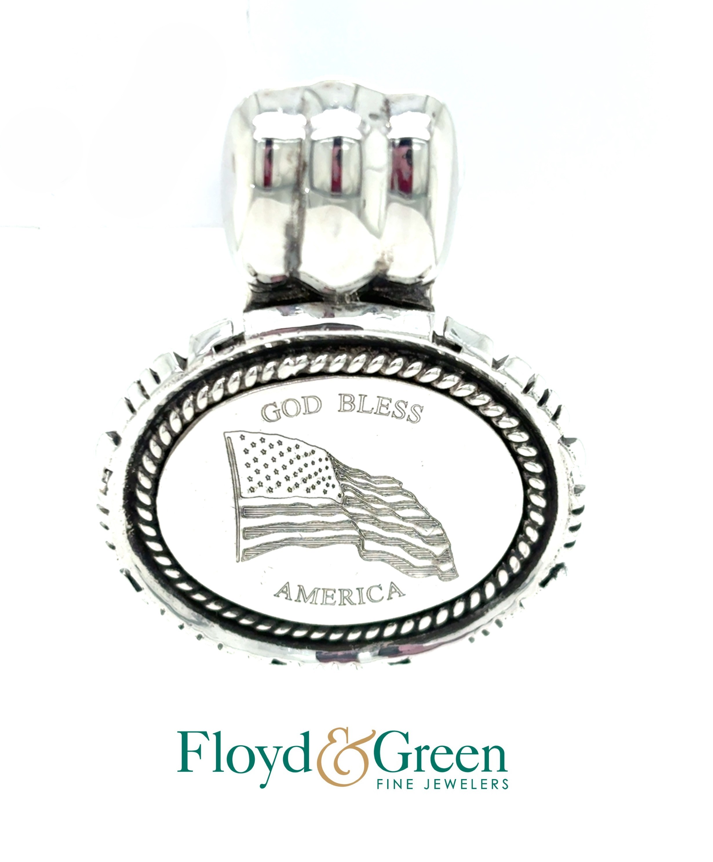 Sterling Silver God Bless America Slide, 14.9g