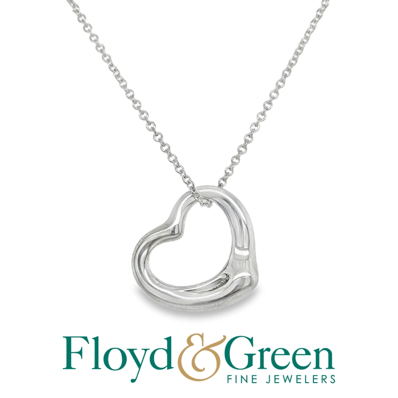 Tiffany & Co. Sterlingi Silver Elsa Peretti® Open Heart Pendant on Tiffany & Co. Sterling Silver Chain, 16 inch