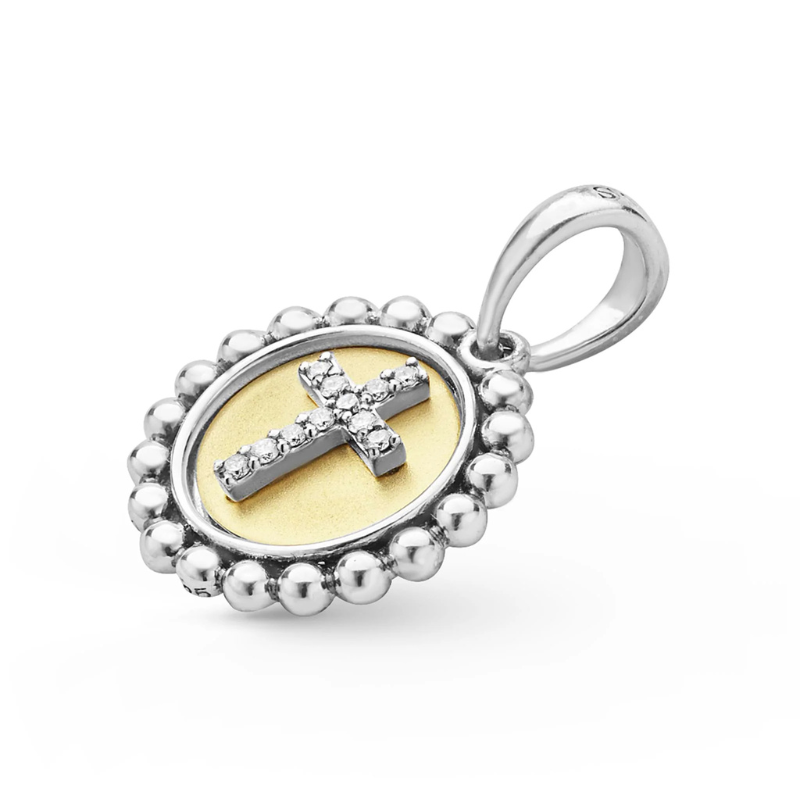 LAGOS Two-Tone Diamond Cross Charm
