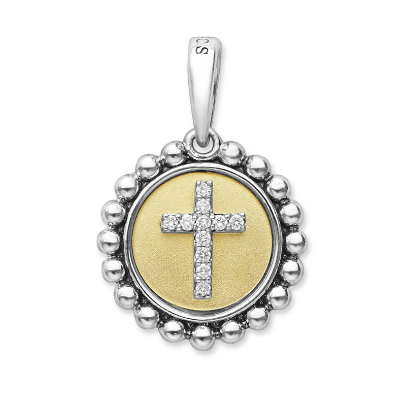 LAGOS Two-Tone Diamond Cross Charm