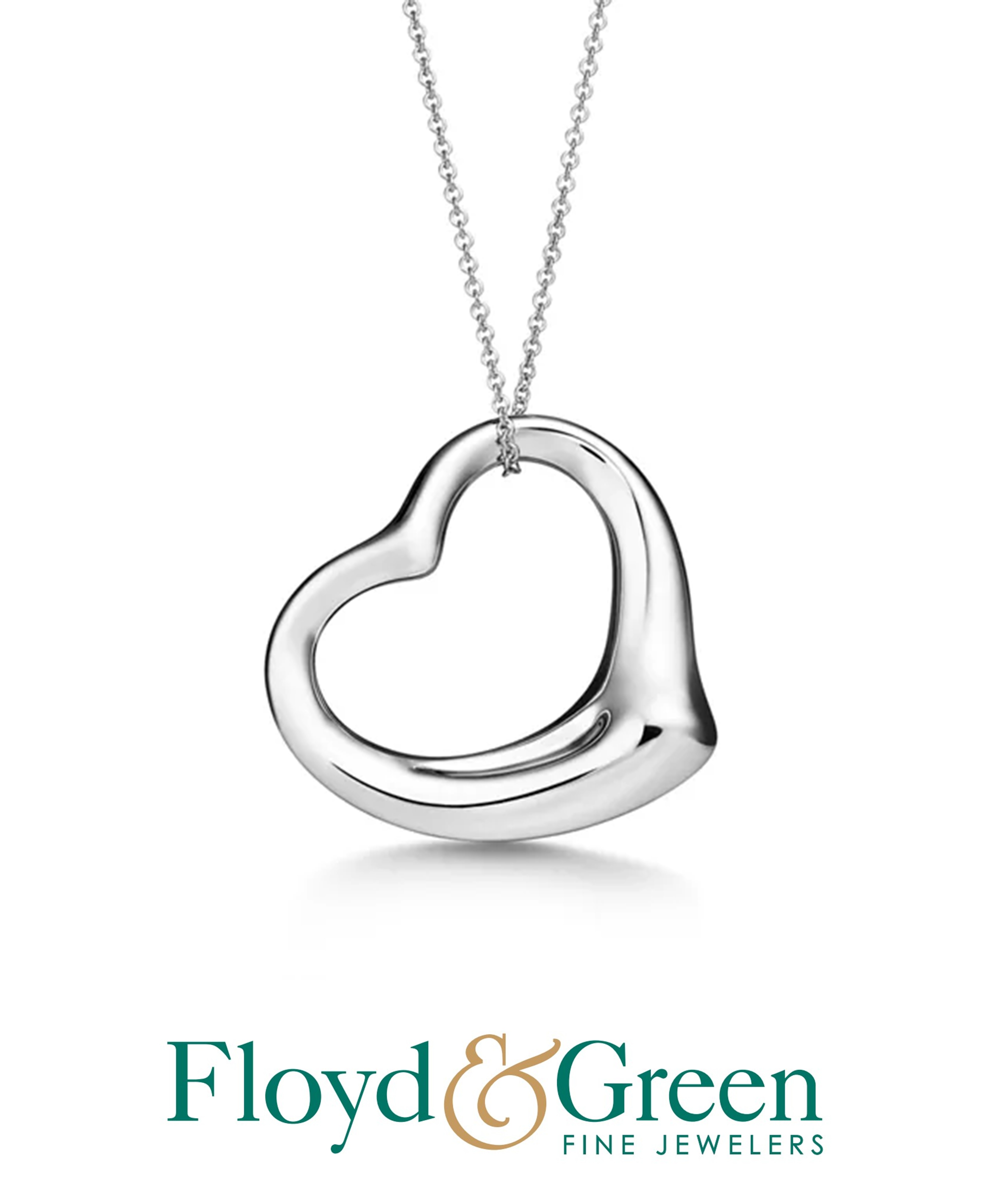 Tiffany & Co. Sterling Silver Elsa Peretti Open Heart Pendant on Tiffany & Co. Sterling Silver Chain, 16 inch