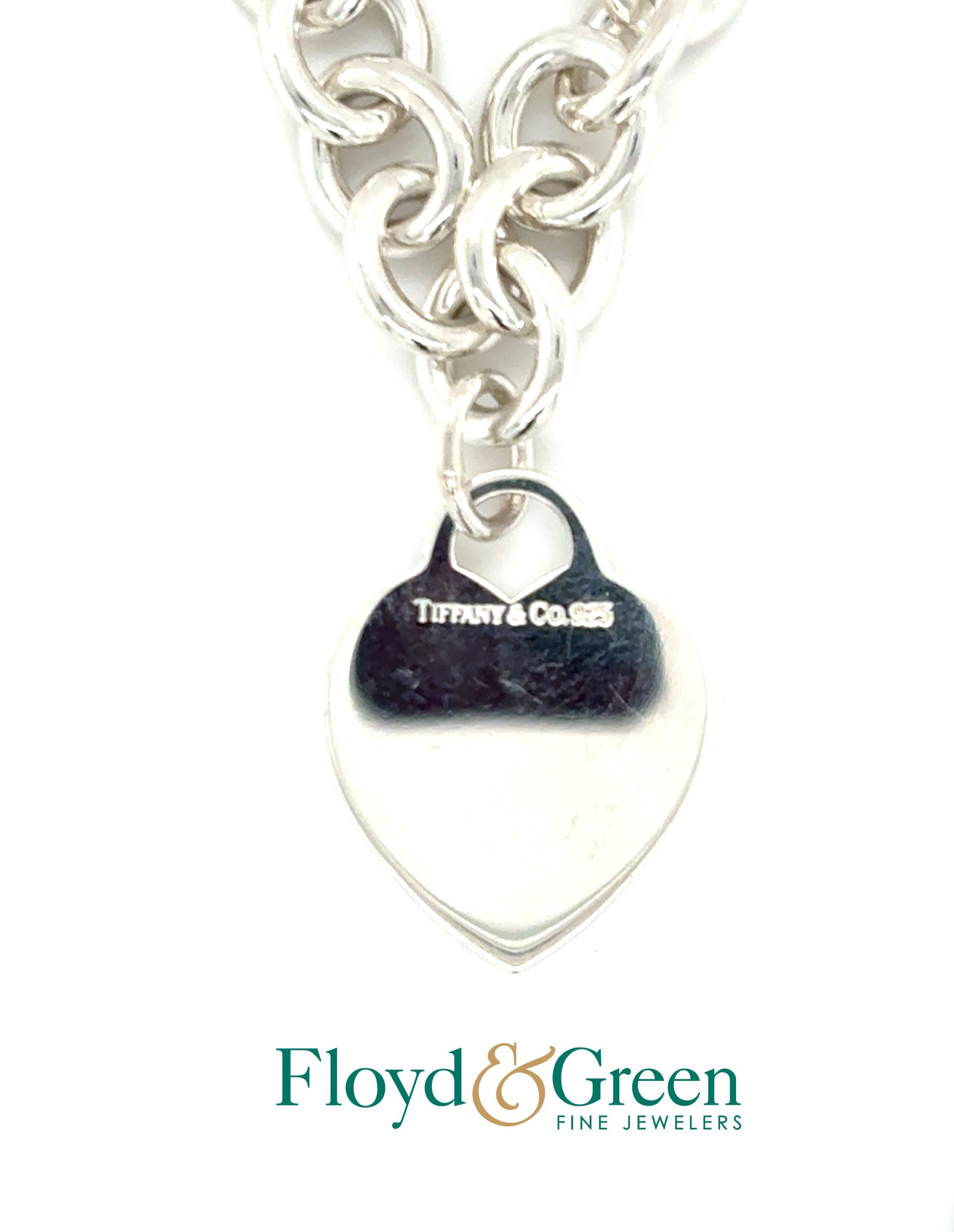 Tiffany & Co. Sterling Silver Heart Charm on Sterling Silver Link Chain, 16 inch