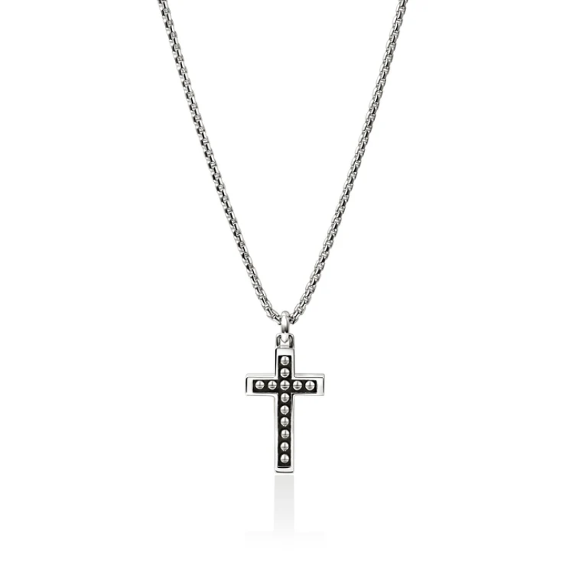 22 SS Nailhed Cross Pendant on Box Chain