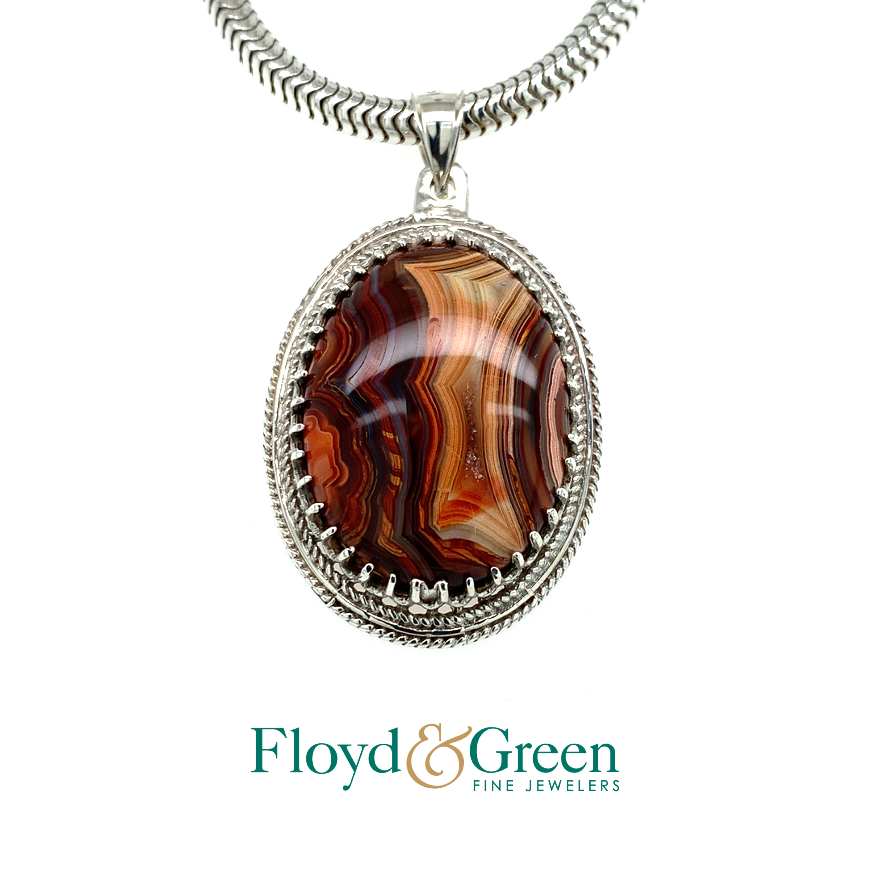 Sterling Silver Oval Agate Pendant