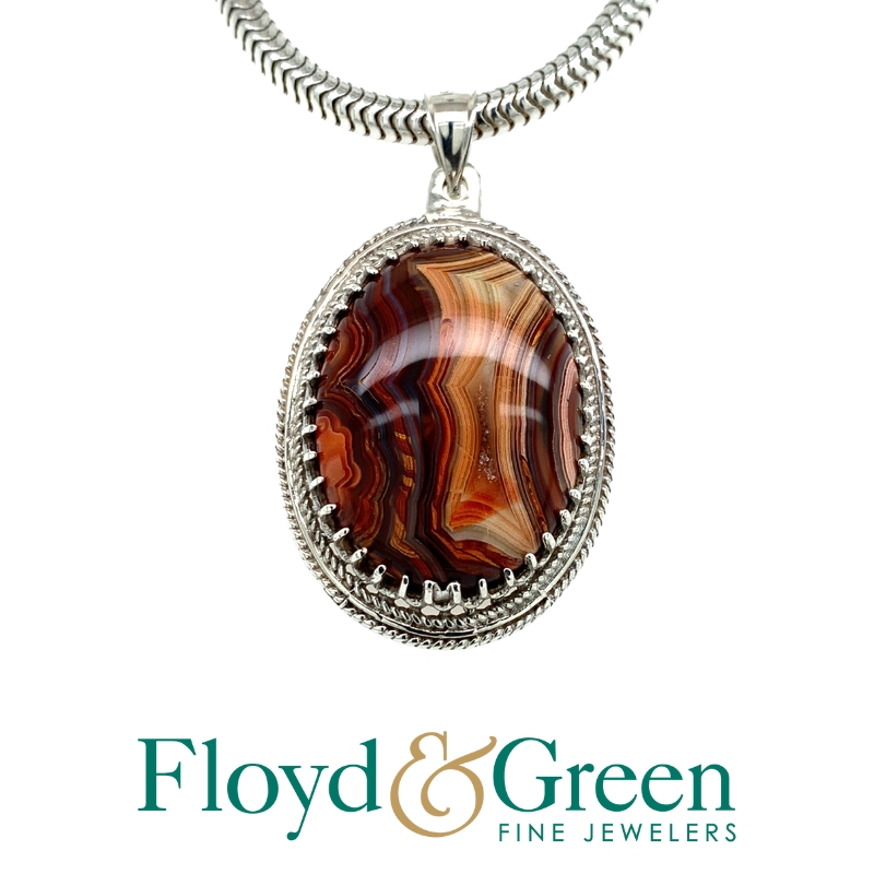 Sterling Silver Oval Agate Pendant