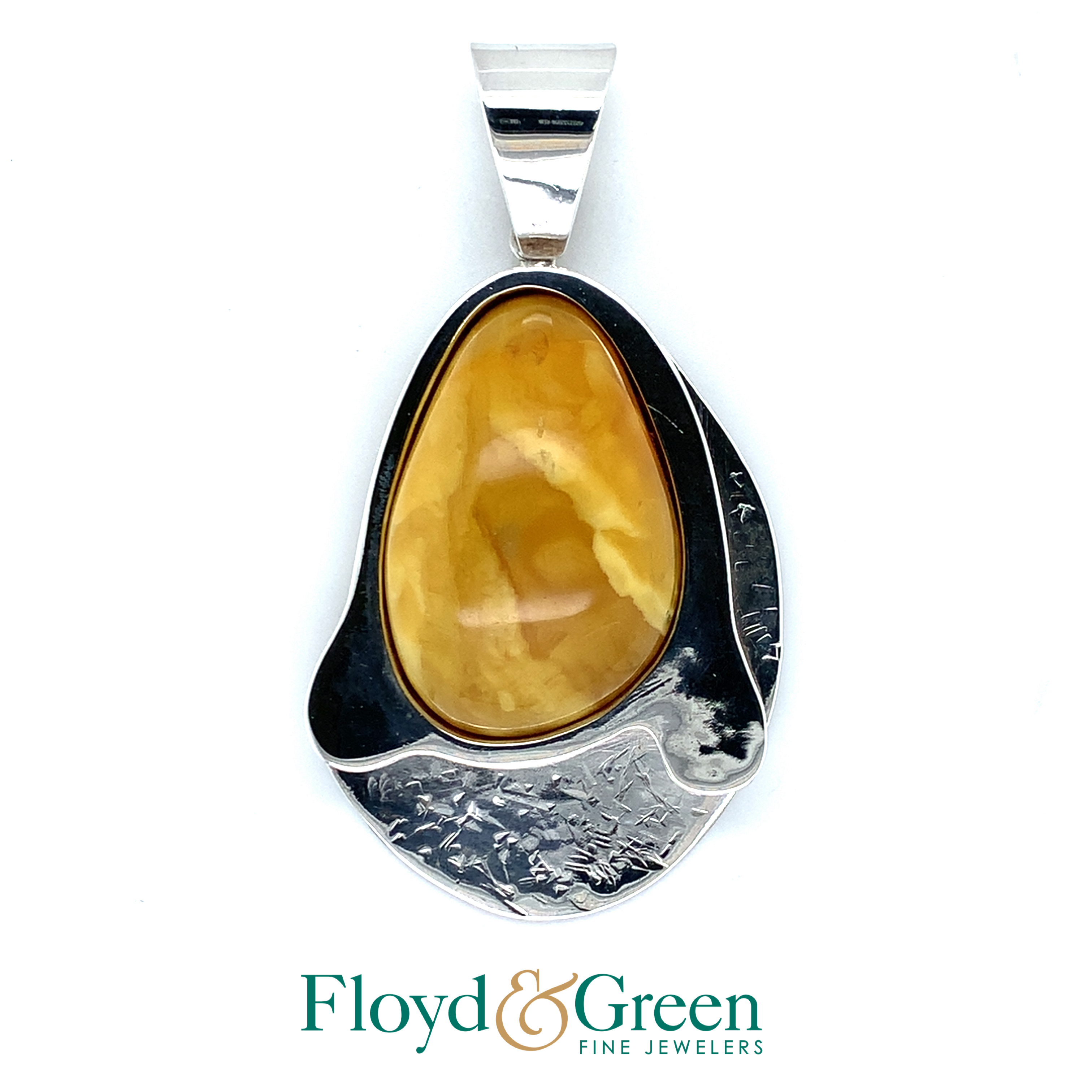 Drop Pendant with Yellow Glass Stone