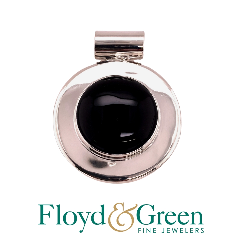 Black Glass Stone Slide Pendant