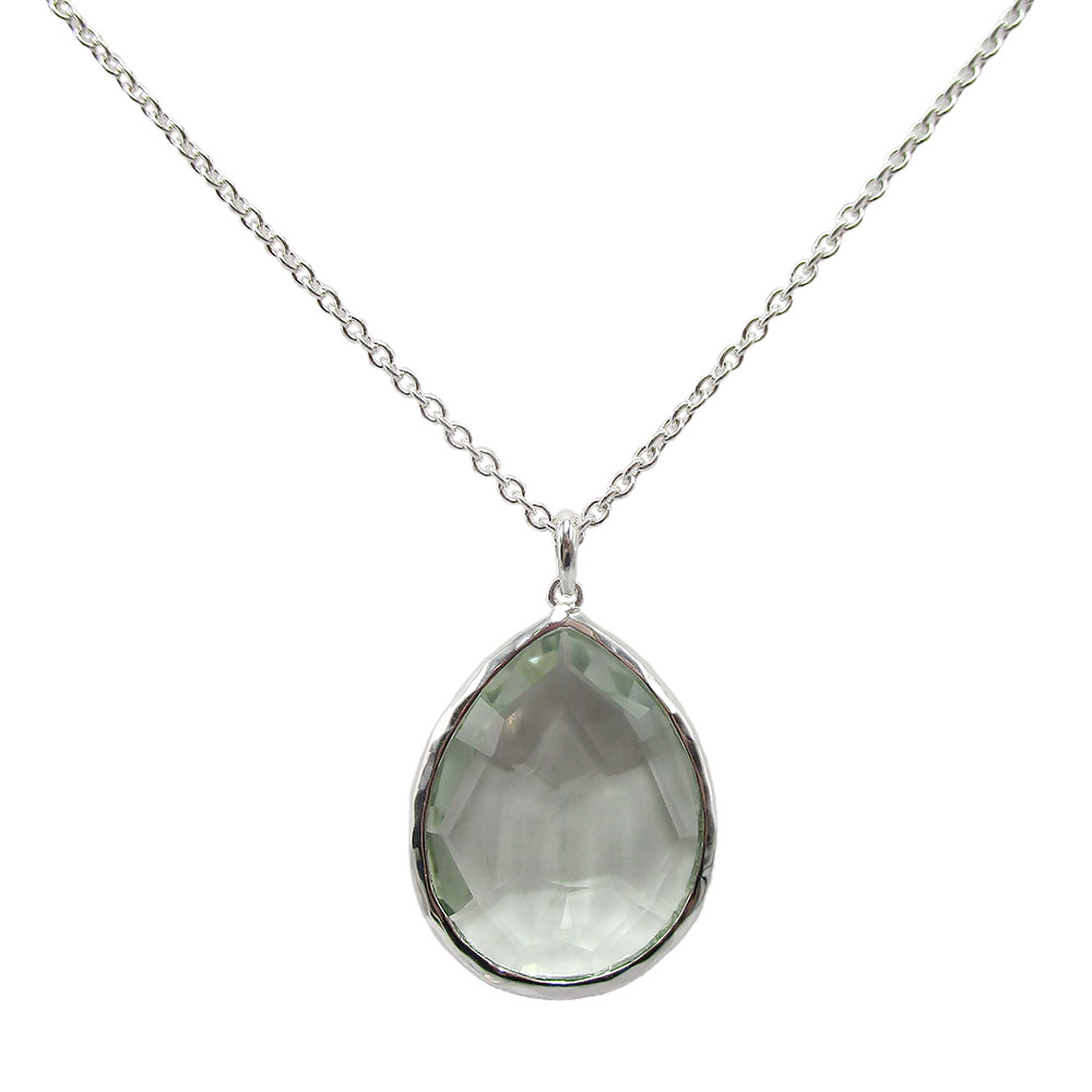 16-18 SS Rock Candy Large Teardrop Pendant Necklace in Prasiolite