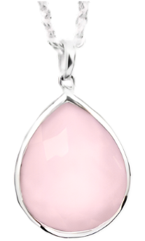 925 Rock Candy Mini Teardrop Pendant Necklace in Rose Quartz 16-18