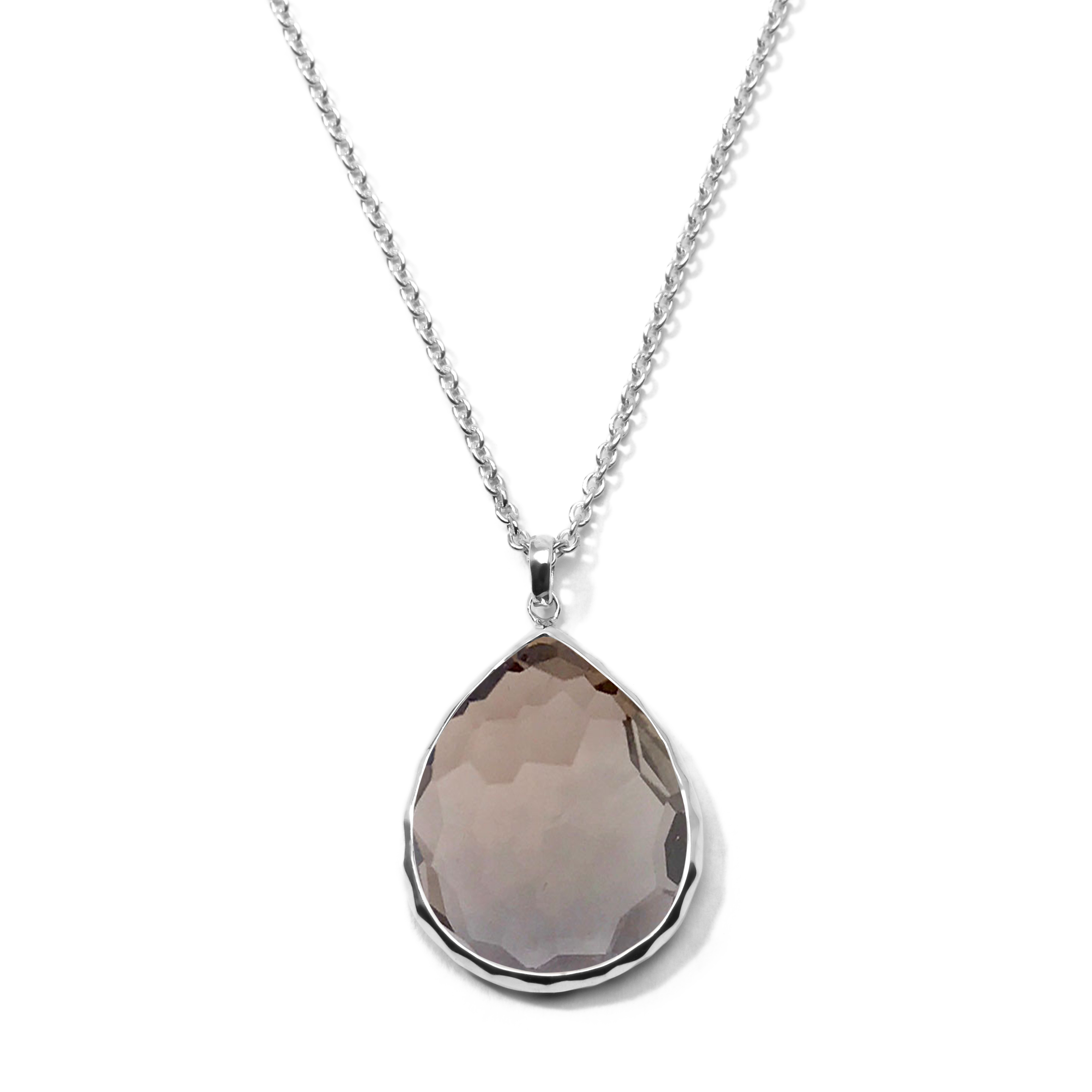 925 Rock Candy Large Teardrop Pendant Necklace in Smokey 16-18