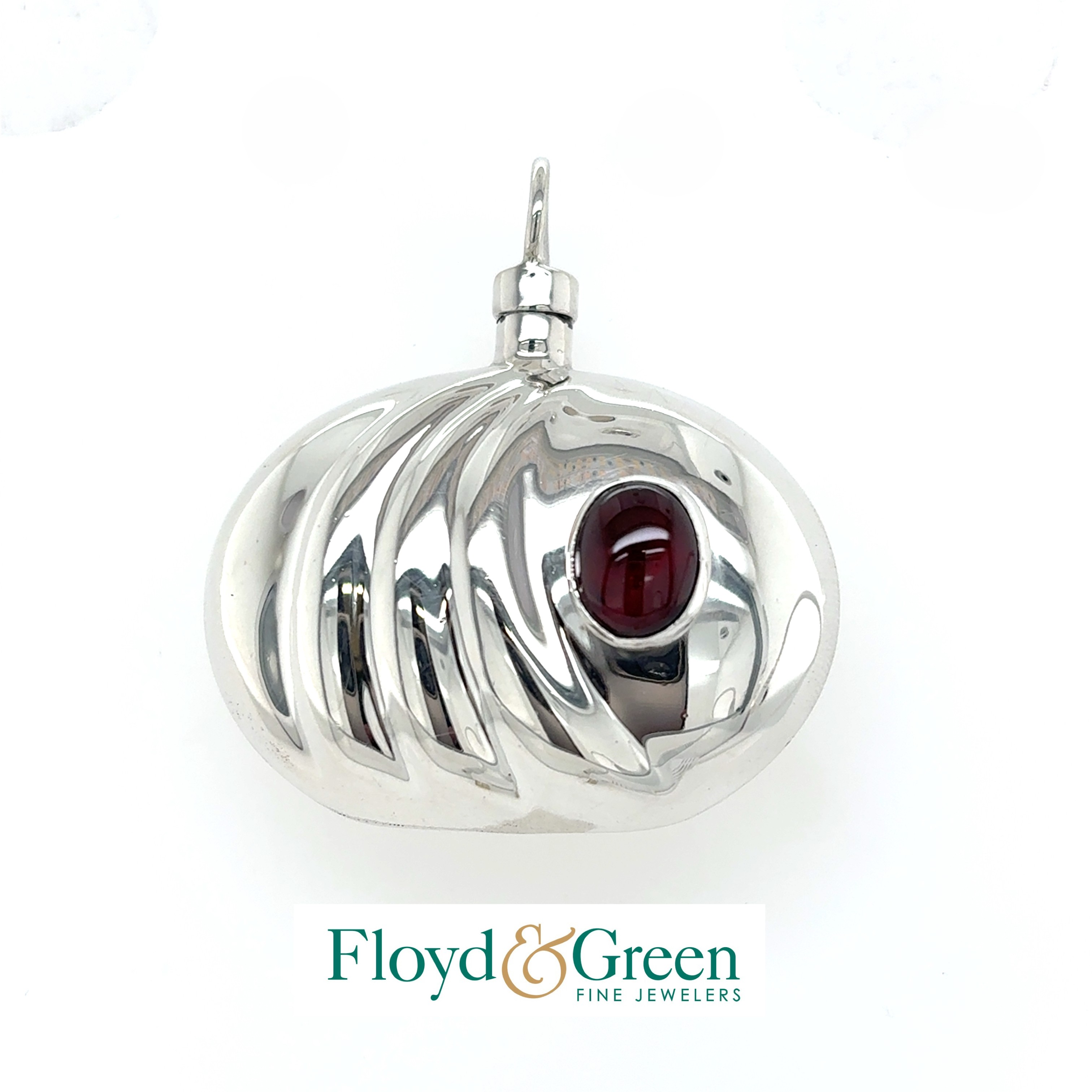 Sterling Silver Perfume Pendant with Oval Red Stone, 21.1g