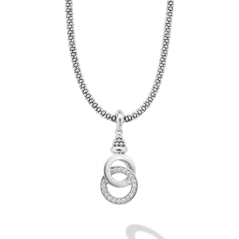 16 S/S Sig Cav Interlocking Dia 41X17mm Pendant