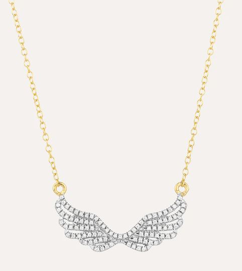 20YG-plated Wing It Pendant Necklace .18ctw Adjustable to 16
